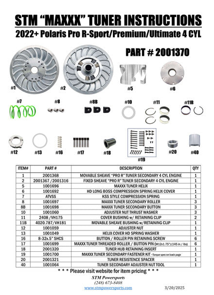 PRO "R" MAXXX STM Tuner Secondary 4 Cylinder Engines