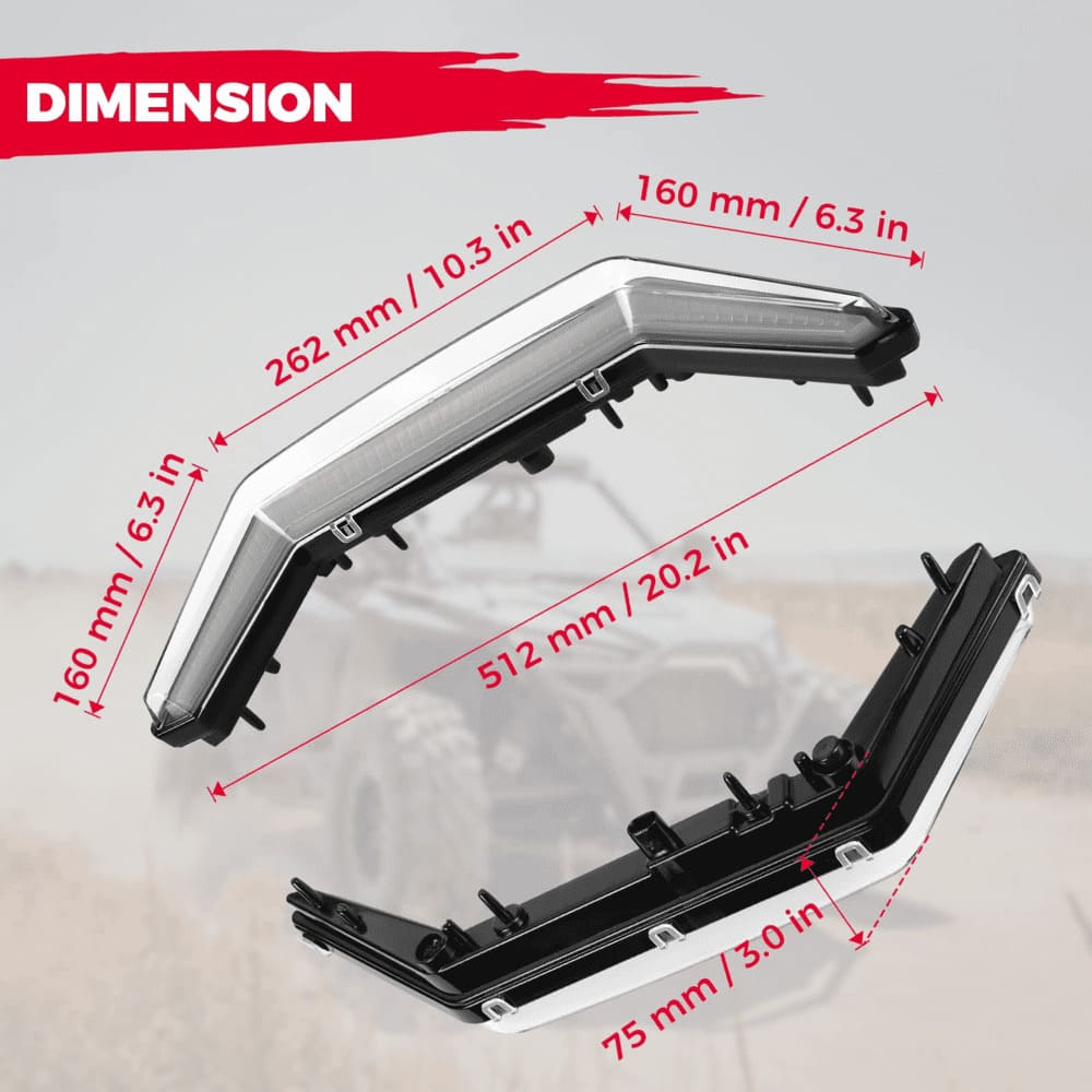 Kemimoto '20-'24 Polaris RZR Pro XP Front Accent Light Mustache