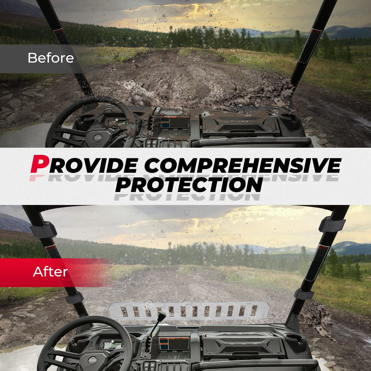 Kemimoto Can-Am Defender Rear & Front Vented Full Windshield