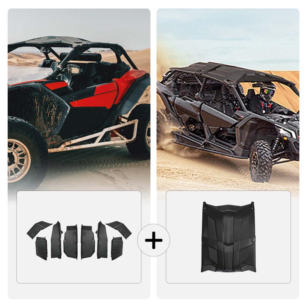 Kemimoto Can-Am Maverick X3 Max Extended Fender Flares & Hard Roof