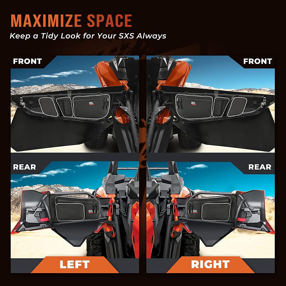 Kemimoto Can-Am Maverick X3 Max Rear Storage Bag & Door Bags