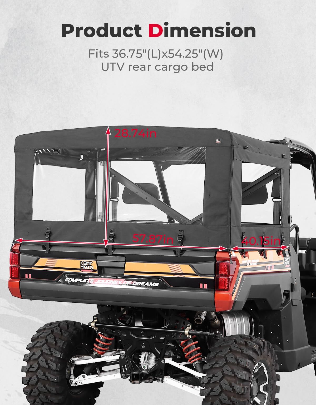 Kemimoto Polaris Ranger XP 1000 UTV Soft Cargo Camper Bed Cover Rack