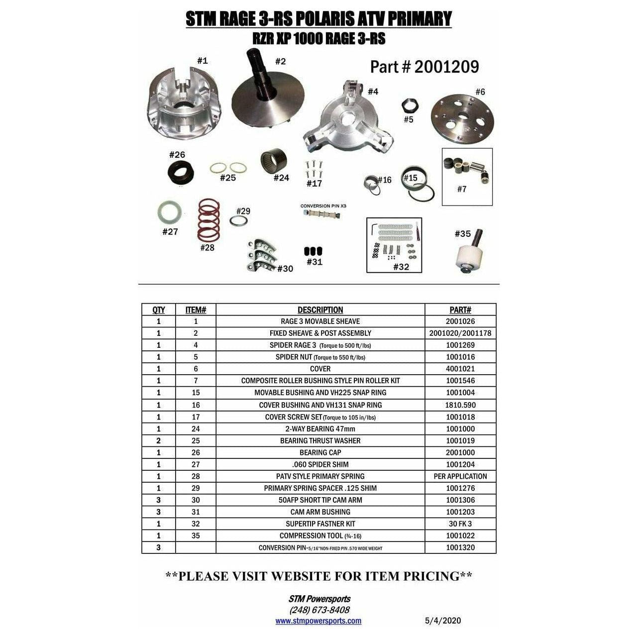 Polaris RZR XP 1000 RAGE 3RS Primary Clutch