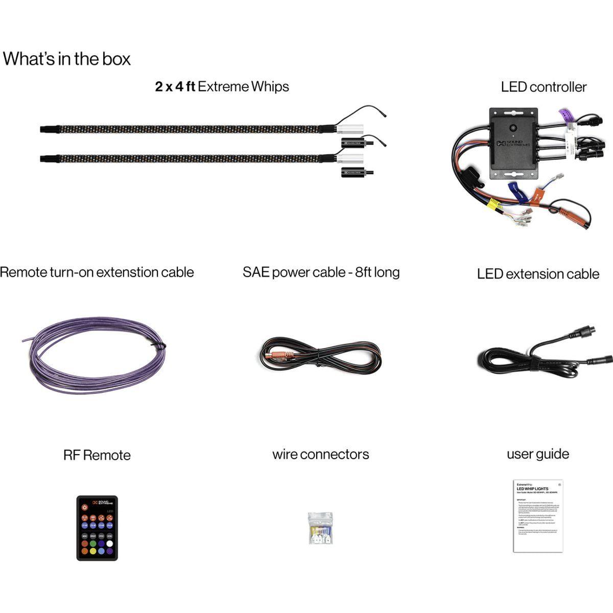 Extreme 4 FT Whips (Pair) + Controller