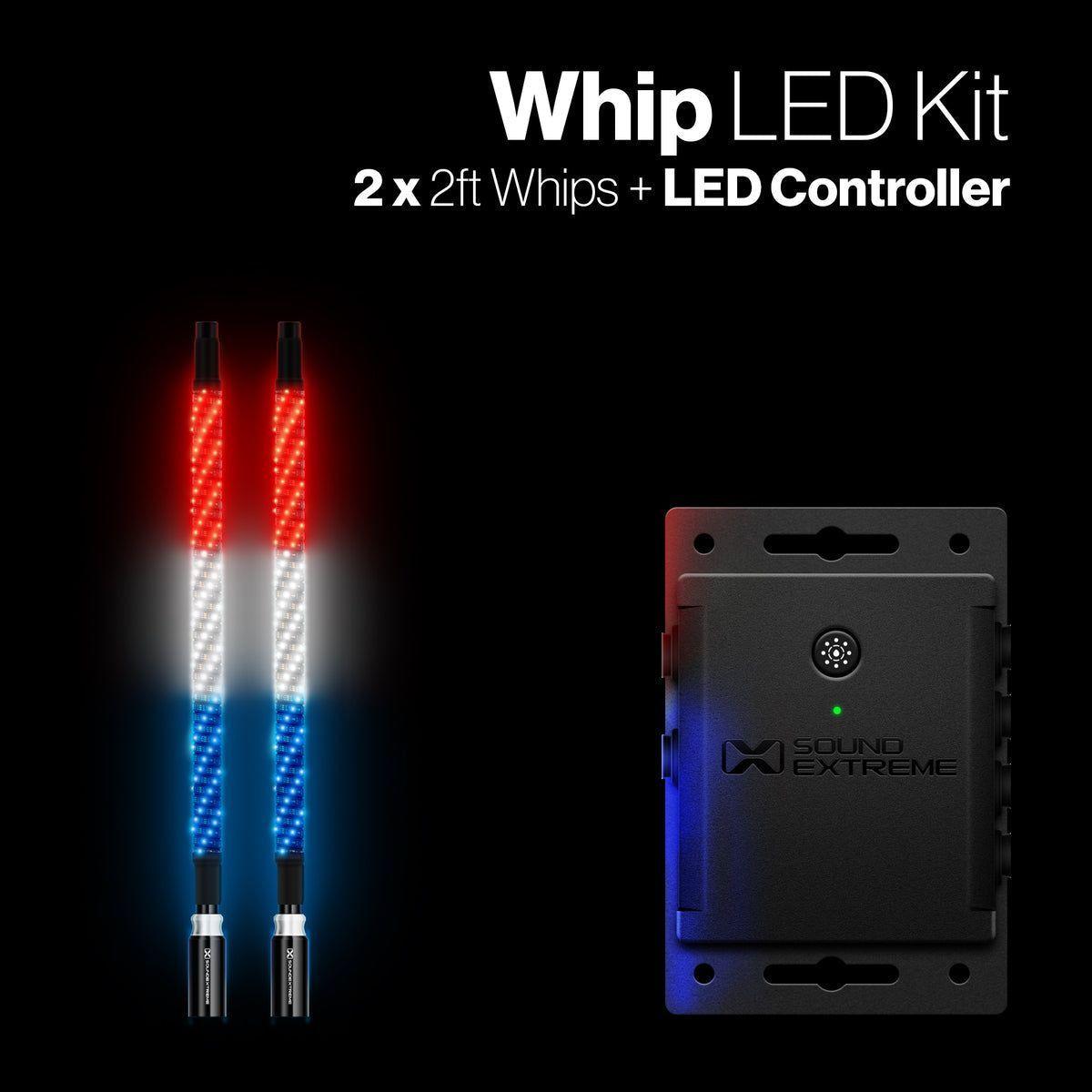 Extreme 2 FT Whips (Pair) + Controller