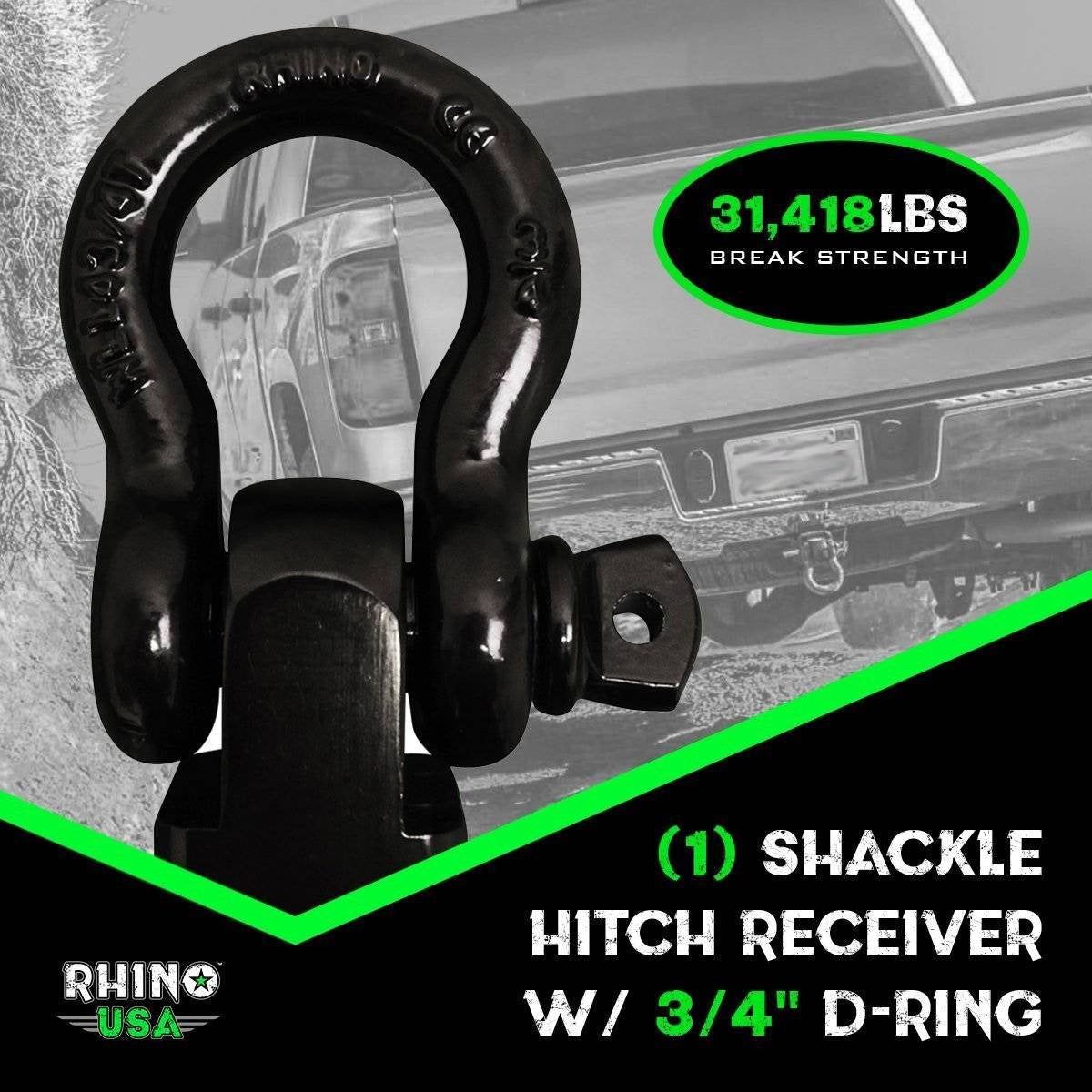30' Tow Strap & Shackle Hitch Receiver Combo