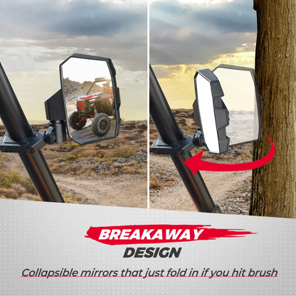 Kemimoto Polaris 1.6"-2" Roll Bar Cage UTV Side Mirrors - 1 Pair
