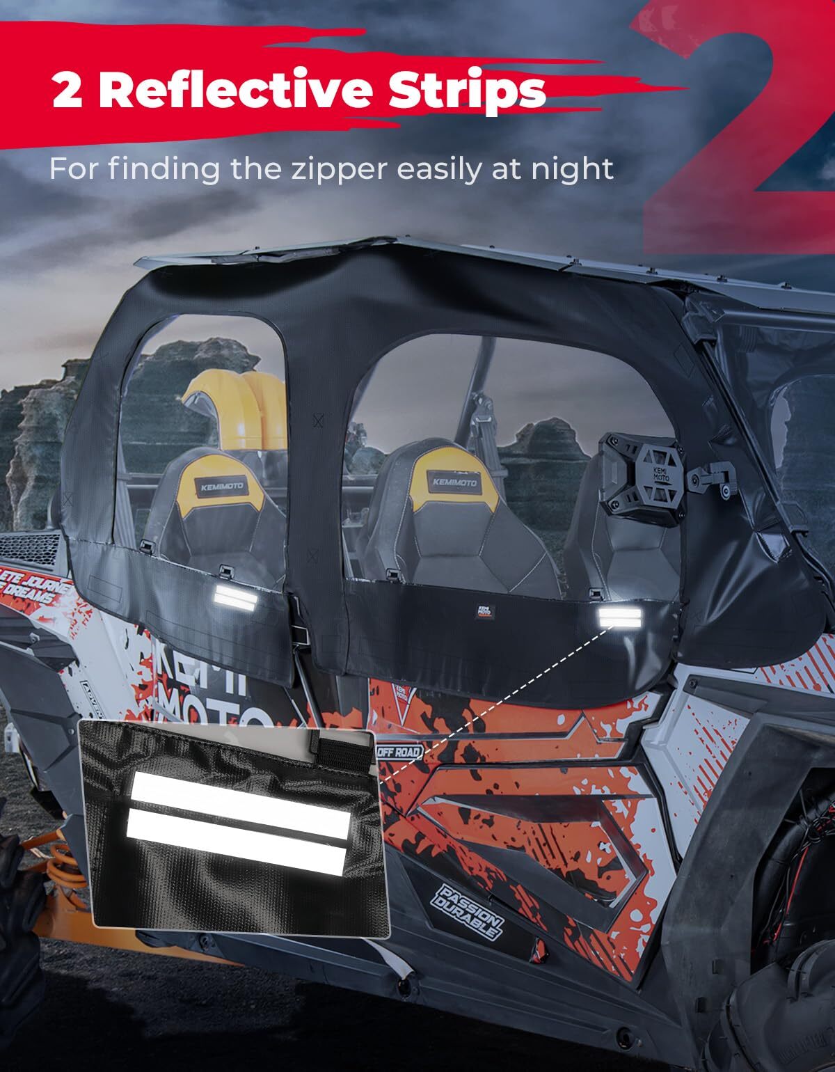 Kemimoto '14-'23 Polaris RZR XP 4 1000 Soft Upper Door Cab Enclosure Set