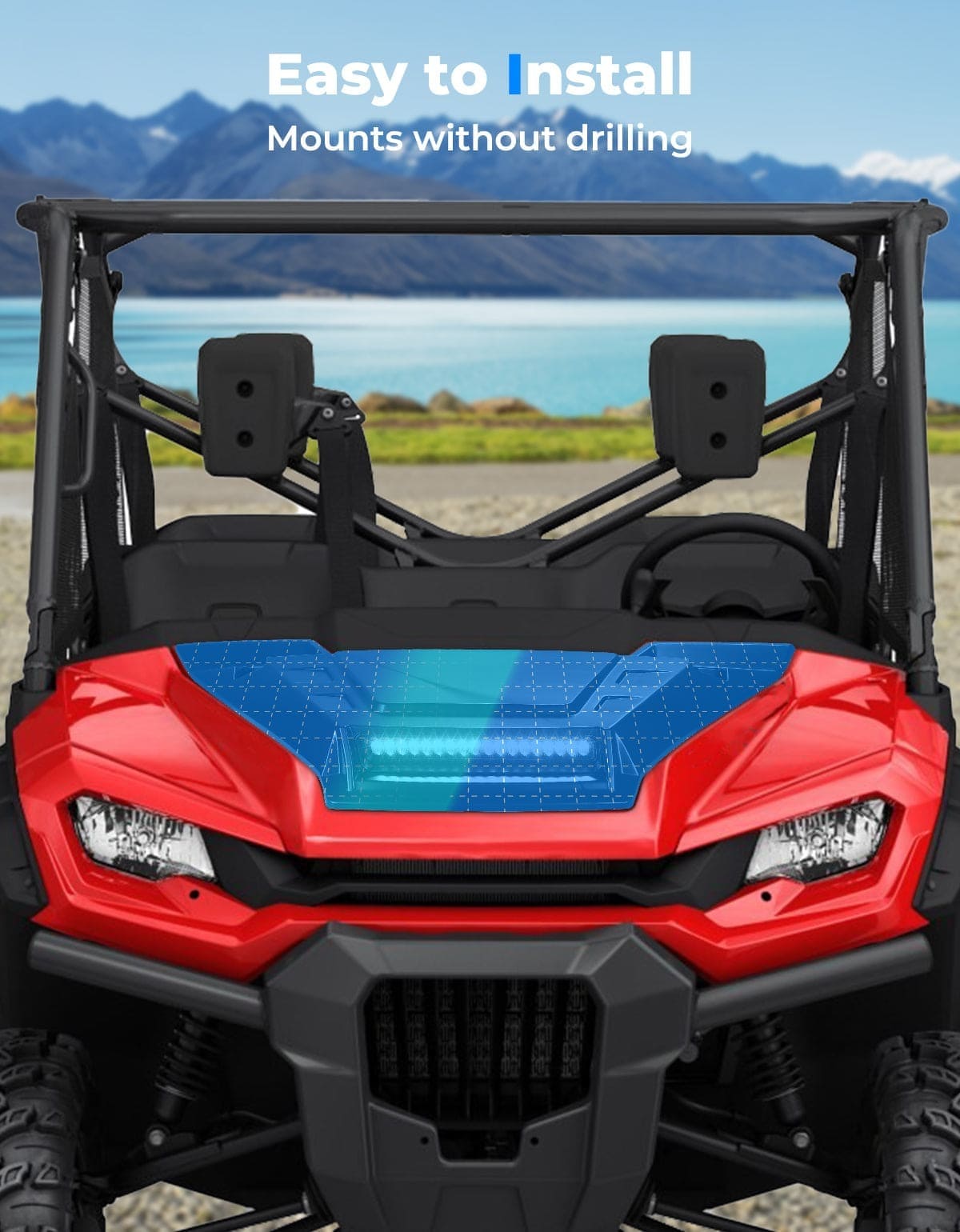 Kemimoto '16-'24 Honda Pioneer 1000 Sport Hood Scoop w/LED Spot Light