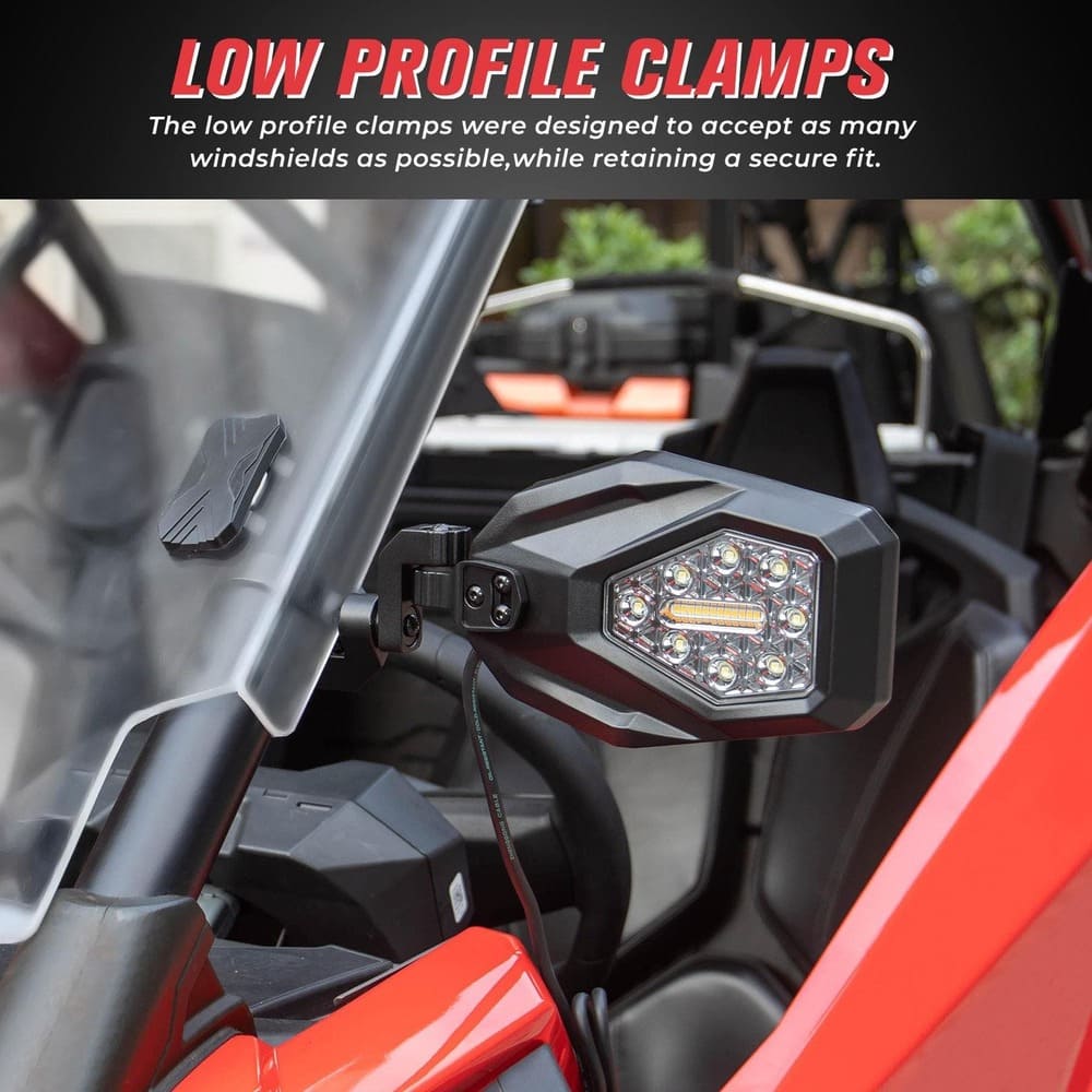 Kemimoto '17-'20 Can-am Maverick X3 Mirrors with LED Turn Signal Lights