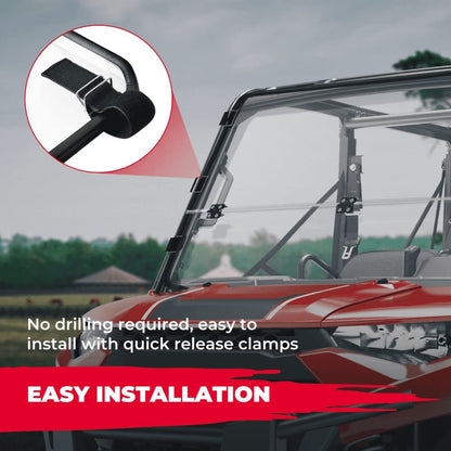 Kemimoto '17-'24 Polaris Ranger 1000/XP 1000/Crew 2-In-1 Flip Up Windshield