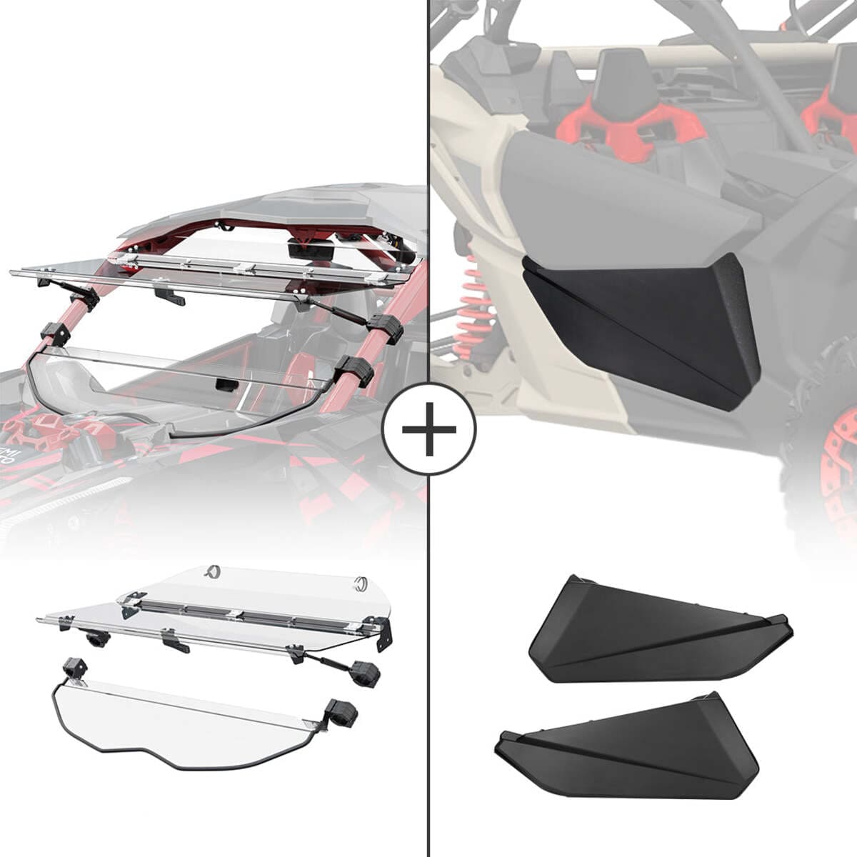 Kemimoto '17+ Can-Am Maverick X3 Flip Windshield & Lower Doors
