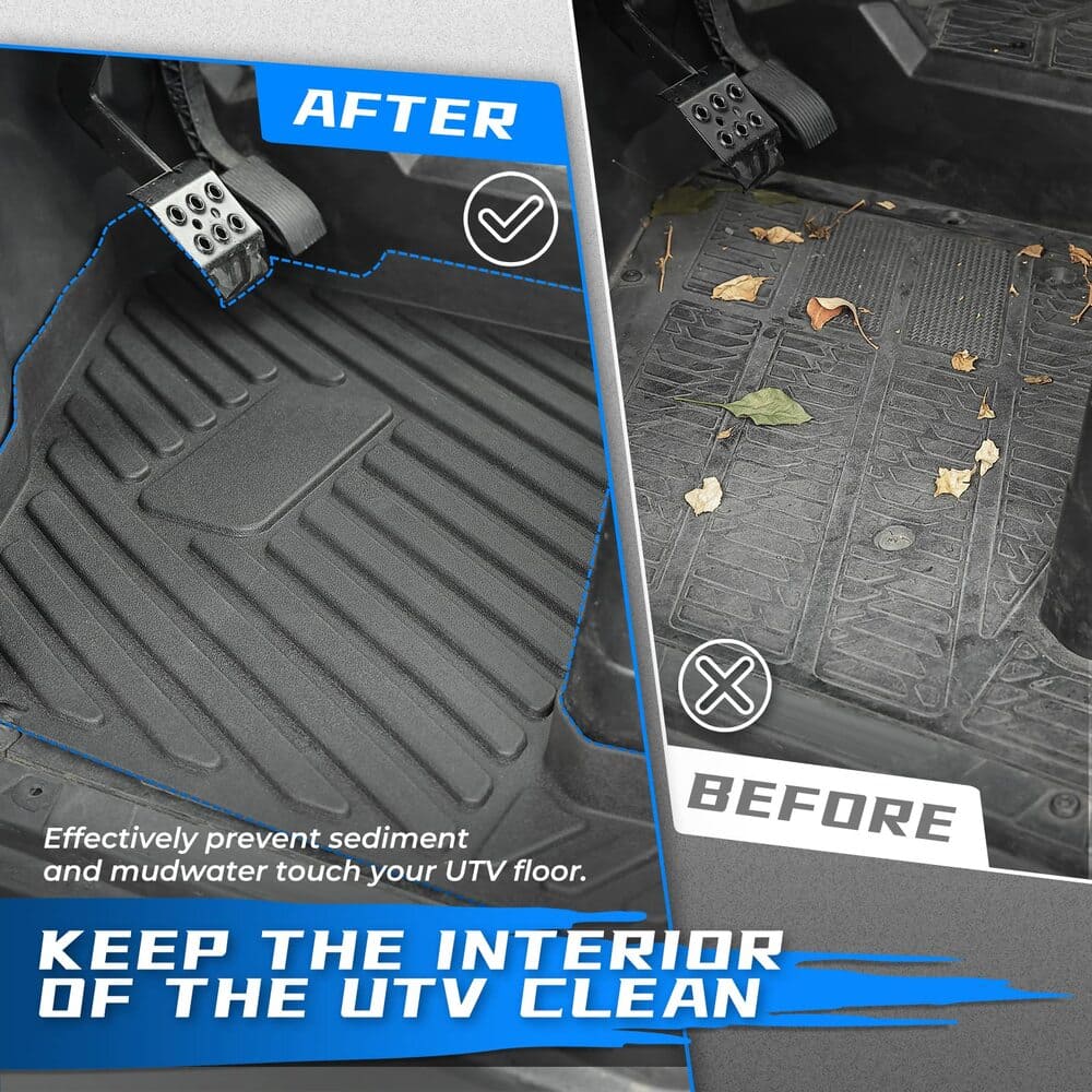 Kemimoto '19-'24 Polaris Ranger Crew XP 1000 4 Pcs Floor Mats
