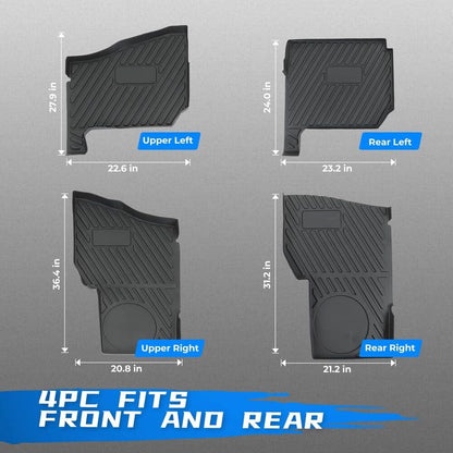 Kemimoto '19-'24 Polaris Ranger Crew XP 1000 4 Pcs Floor Mats