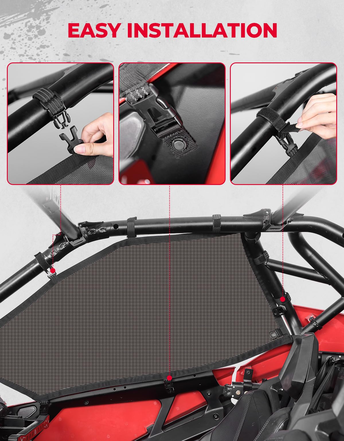 Kemimoto '20-'24 Polaris RZR PRO XP 2 Seat Window Net Roll Cage Mesh