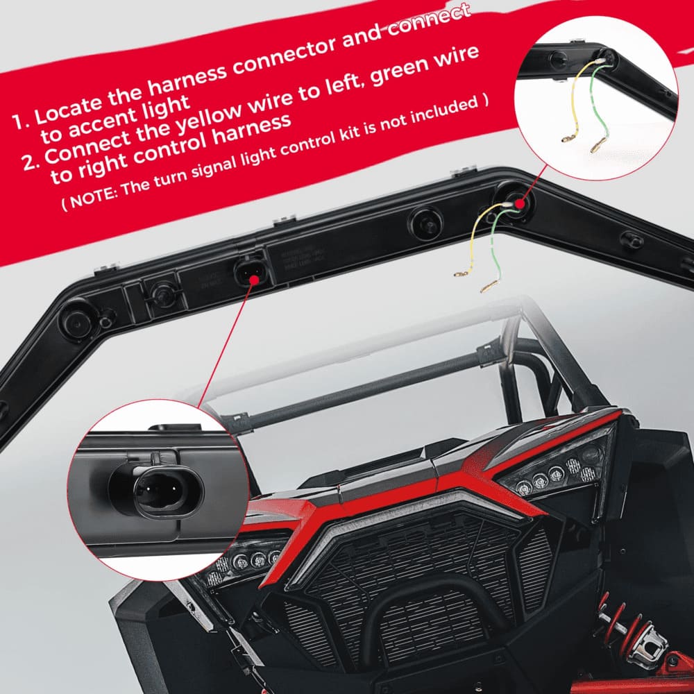 Kemimoto '20-'24 Polaris RZR Pro XP Front Accent Light Mustache
