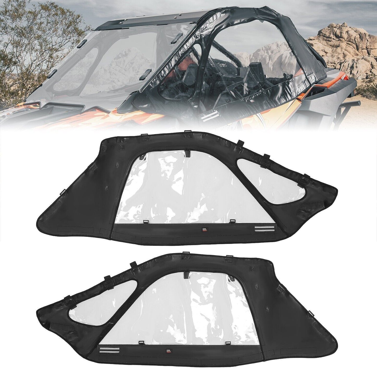 Kemimoto '20-'24 Polaris RZR PRO XP Upgraded Soft Upper Door Cab Enclosure