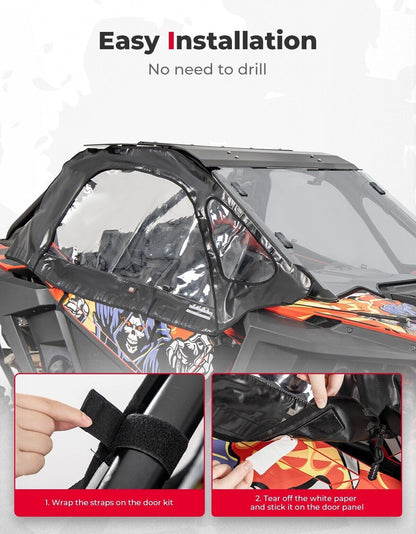 Kemimoto '20-'24 Polaris RZR PRO XP Upgraded Soft Upper Door Cab Enclosure