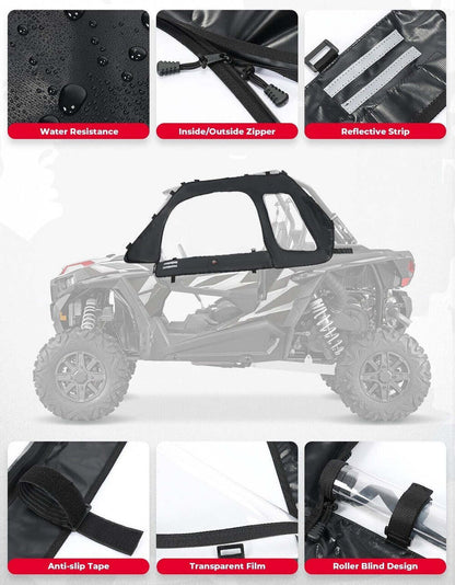 Kemimoto 2014+ Polaris RZR XP 1000/Turbo Soft Cab Enclosure Upper Windows