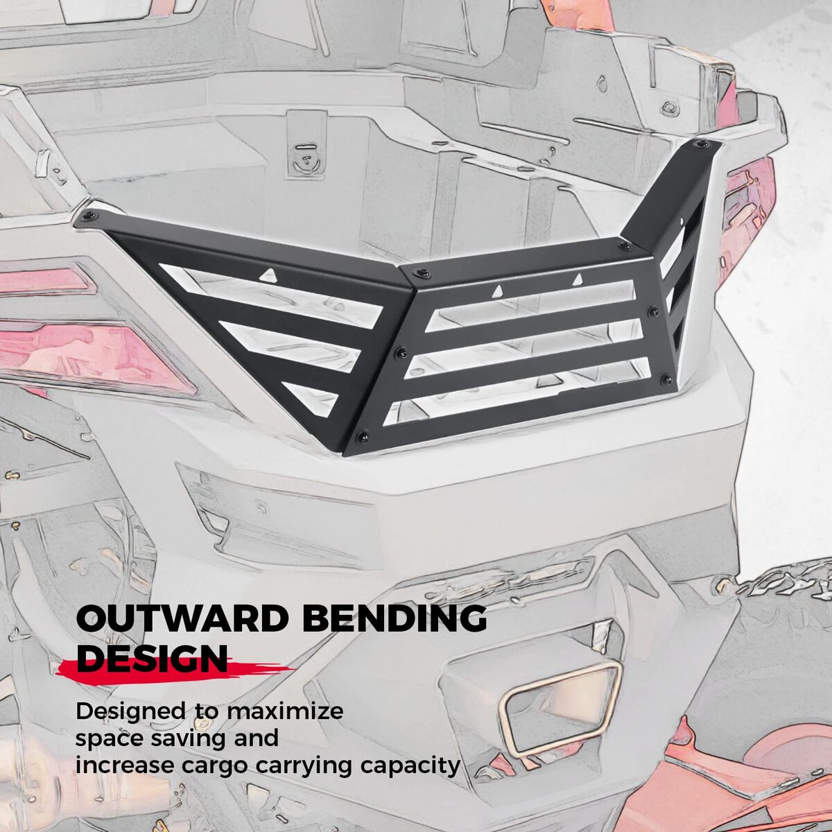 Kemimoto '22-'24 Polaris RZR Pro R/4 Rear Cargo Bed Extender Tailgate