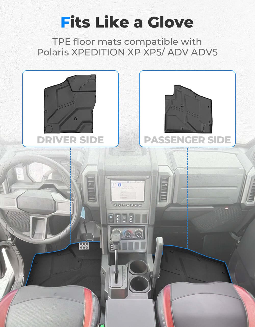 Kemimoto '24+ Polaris Xpedition XP/ADV Front TPE Floor Mat