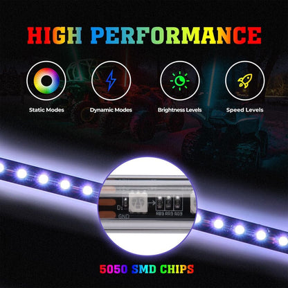 Kemimoto 2Pcs 4Ft Black Limited LED Whip Light with RF Remote Control