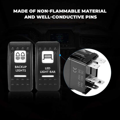 Kemimoto 2PCS Whip Light w/RF, APP Control & Flag Mount & 12V Switch On-off