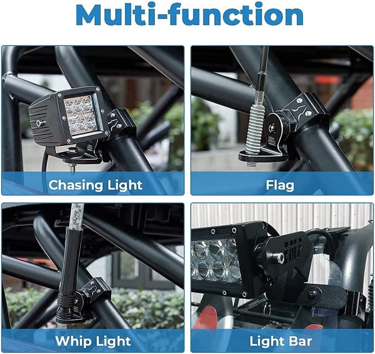 Kemimoto 2PCS Whip Light w/RF, APP Control & Flag Mount & 12V Switch On-off