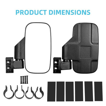 Kemimoto 360 Degree Adjustable Side Mirrors with 1.75"/2" Roll Bar Cage - 1 Pair