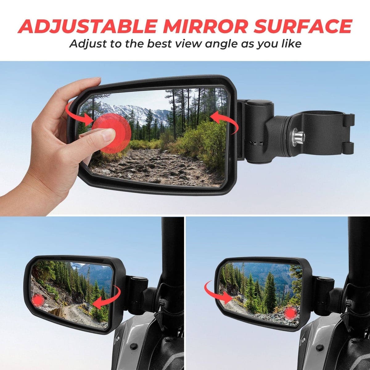 Kemimoto Adjustable Side View Convex Mirror for 1.75" Roll Cage