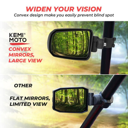 Kemimoto Adjustable Side View Convex Mirror for 1.75" Roll Cage