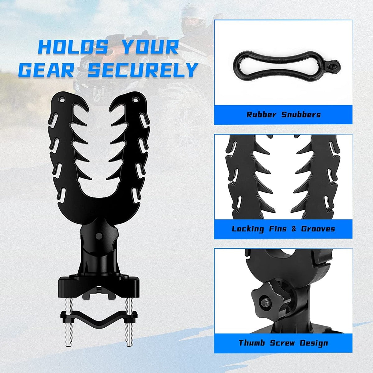 Kemimoto ATV Gun Holder Bow Rack Grips with Rubber Straps for Hunting