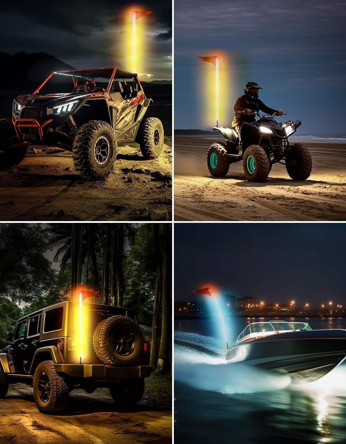 Kemimoto ATV/UTV 5FT RGB LED Whip Lights