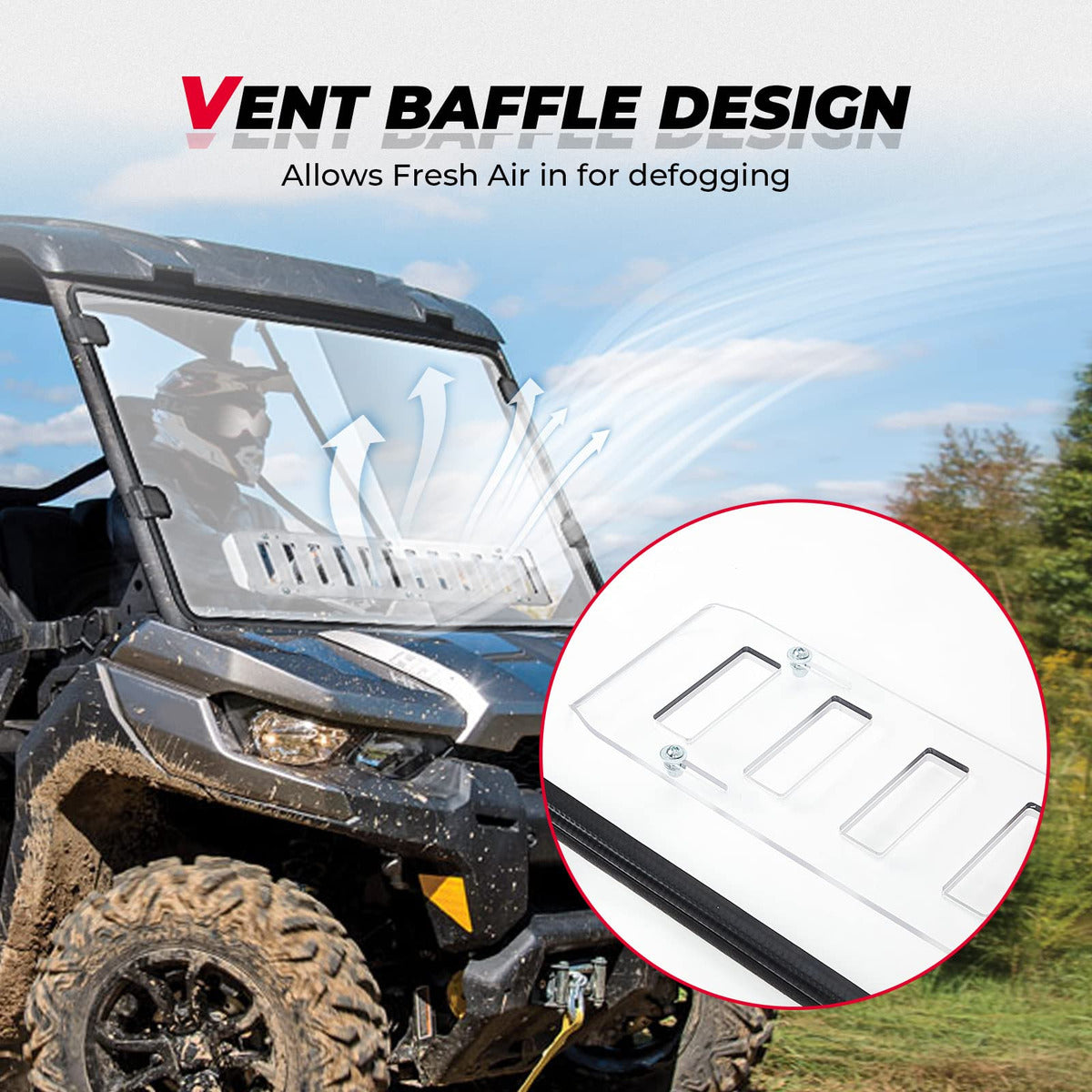Kemimoto Can-Am Defender Front Vented Full Windshield & Soft Rear Windshield