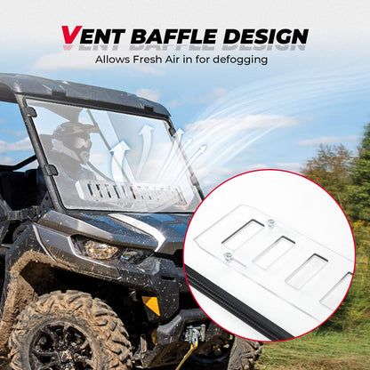 Kemimoto Can-Am Defender Front Vented Full Windshield & Soft Rear Windshield