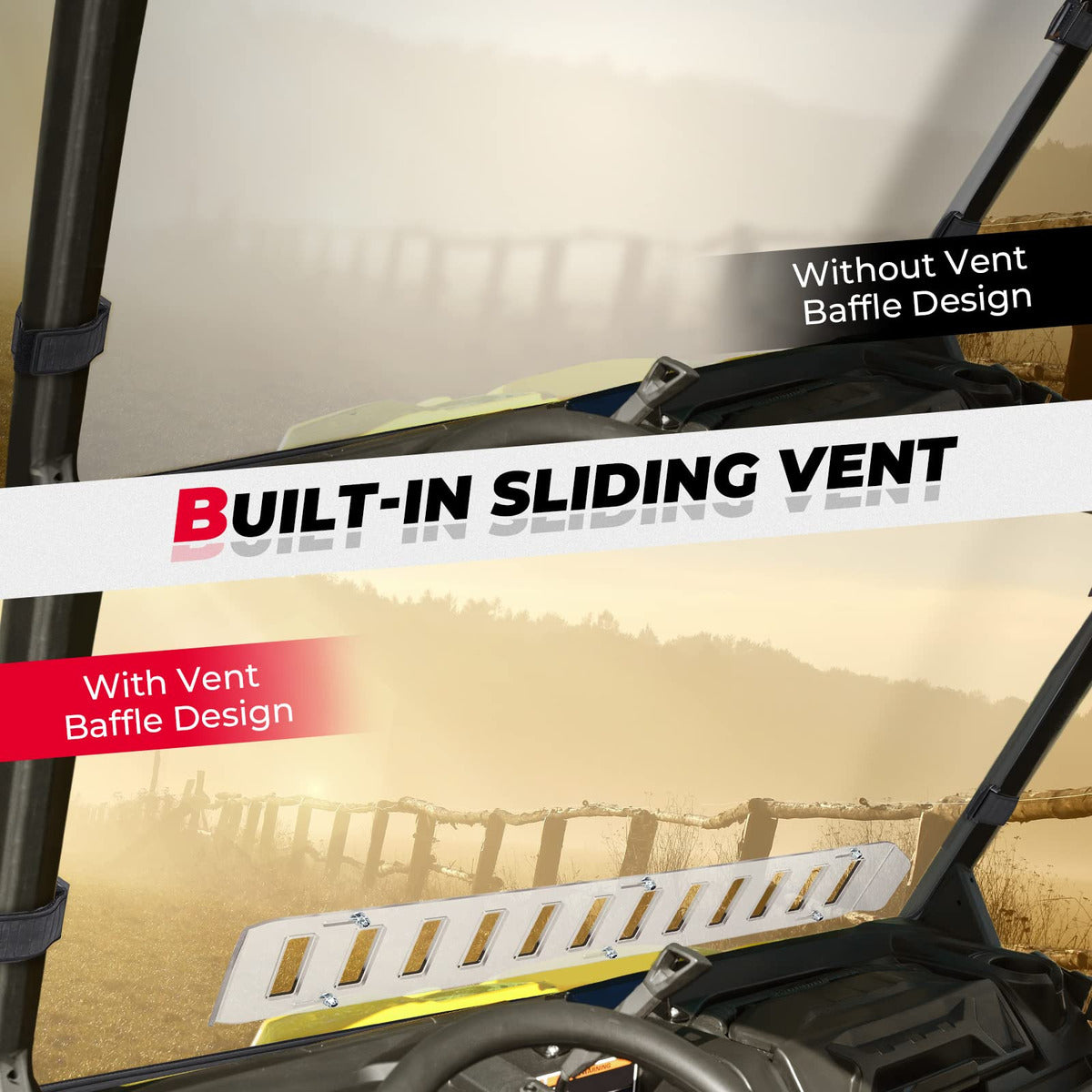 Kemimoto Can-Am Defender Front Vented Full Windshield & Soft Rear Windshield