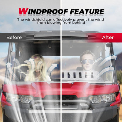 Kemimoto Can-Am Defender Front Vented Full Windshield & Soft Rear Windshield