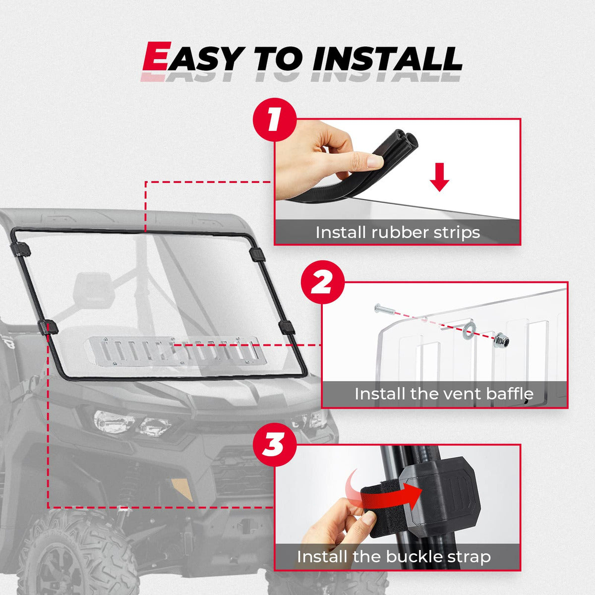 Kemimoto Can-Am Defender Front Vented Full Windshield & Soft Rear Windshield