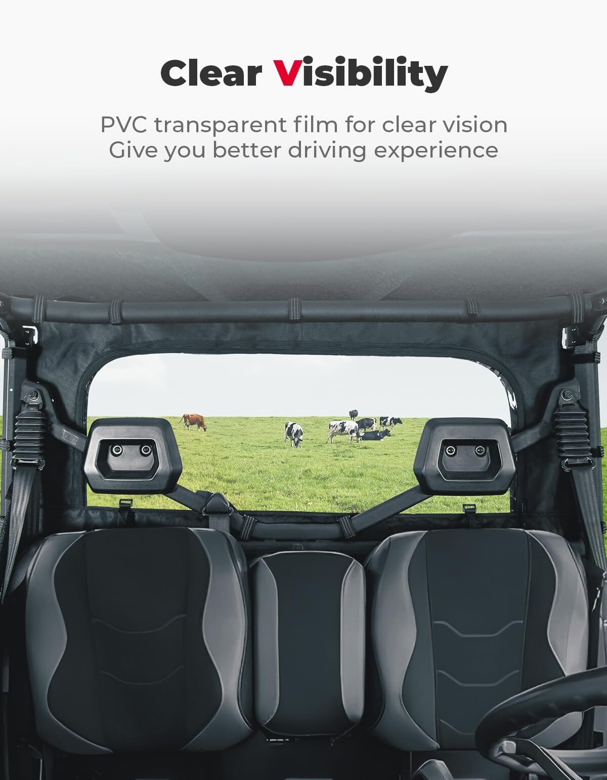 Kemimoto Can-Am Defender HD 5/7/8/9/10 Soft Rear Windshield with Zipper