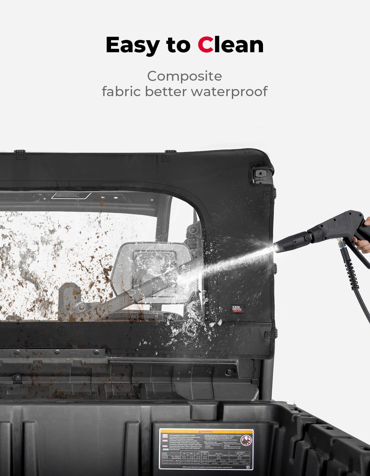 Kemimoto Can-Am Defender HD 5/7/8/9/10 Soft Rear Windshield with Zipper