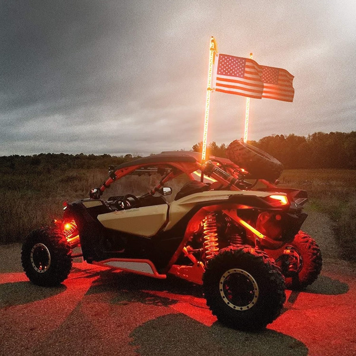 Kemimoto Can-Am Maverick X3 3FT 2PCS Spiral Whip Light Bluetooth Control