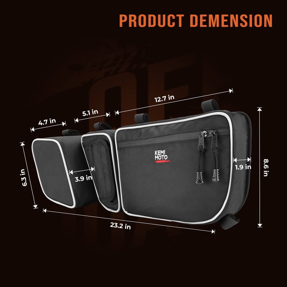 Kemimoto Can-Am Maverick X3 Front Door Storage Bags & Side View Mirror