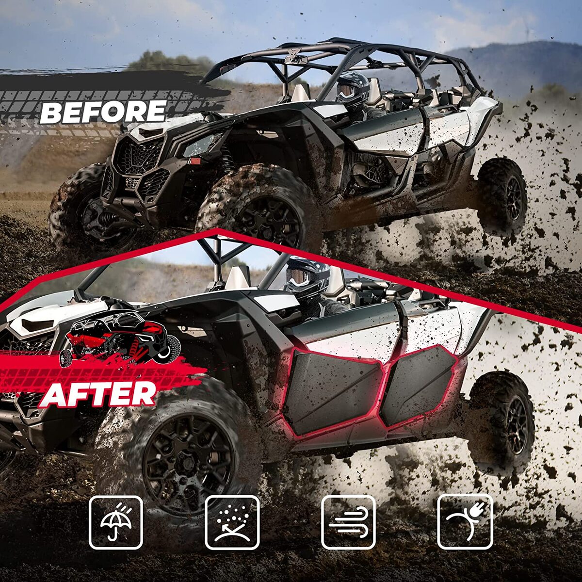 Kemimoto Can-Am Maverick X3 Max Front Lower Doors & Extended Fender Flares