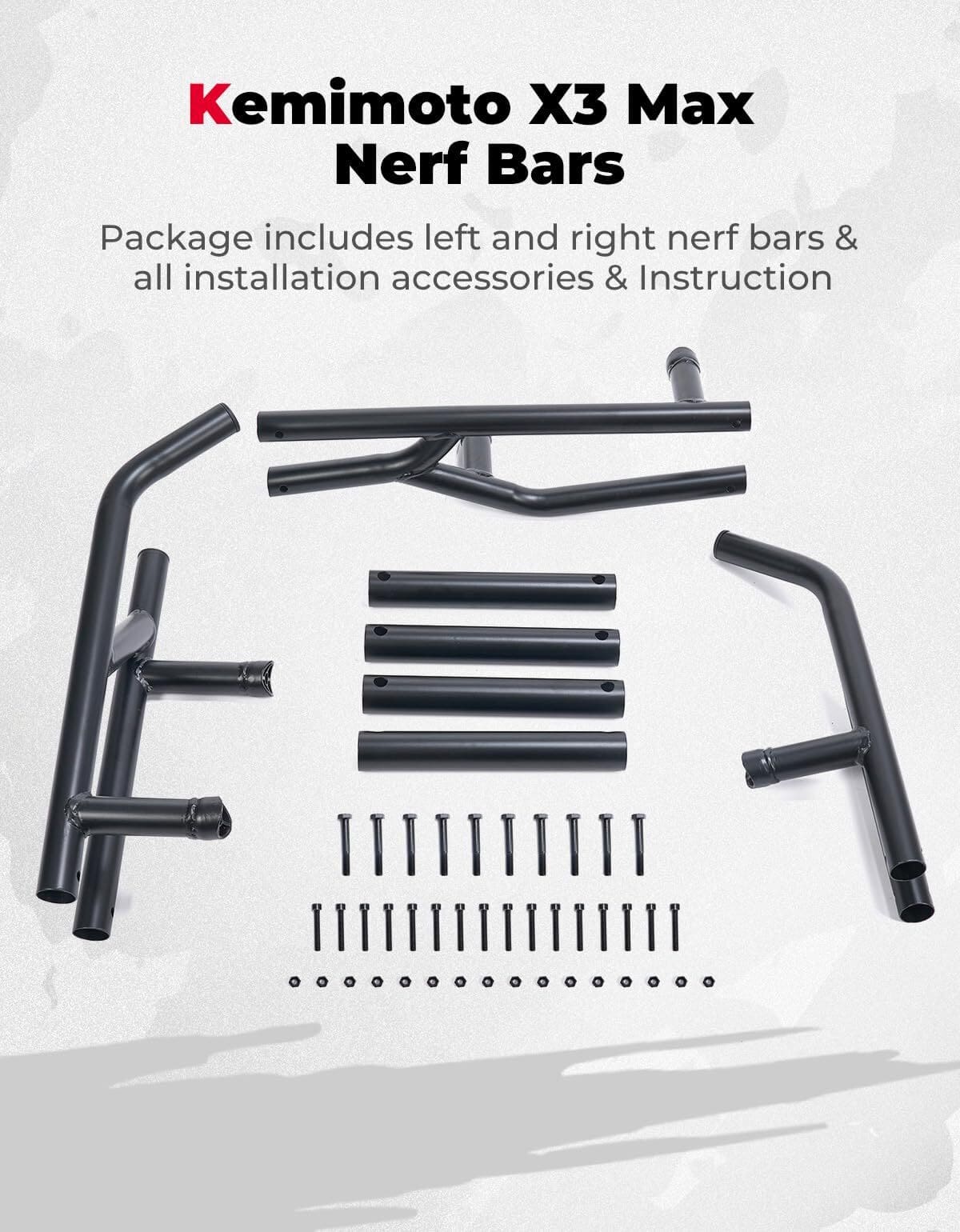 Kemimoto Can-Am Maverick X3 Max I Pair Nerf Bars/Rock Sliders