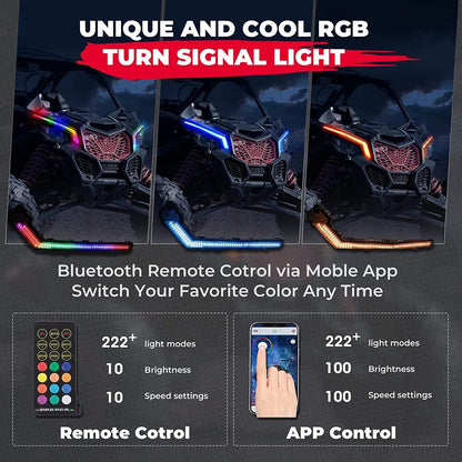 Kemimoto Can-Am Maverick X3/MAX RGB Fang Lights with APP+RF Remote Control