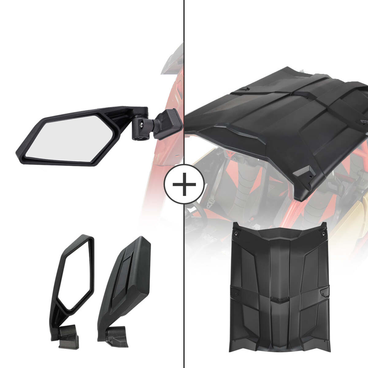 Kemimoto Can-Am Maverick X3 Max Side View Mirror & Hard Roof