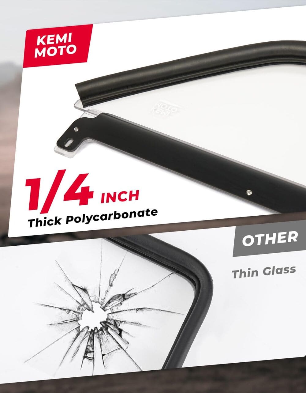 Kemimoto Can-Am Maverick X3/X3 MAX Upgraded Scratch Resistant Flip Windshield