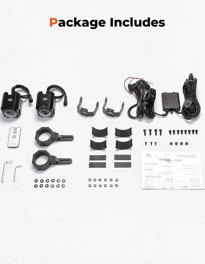 Kemimoto UTV Spot Beam Pod Lights w/ 1.5''-2'' Tube Clamp Kit