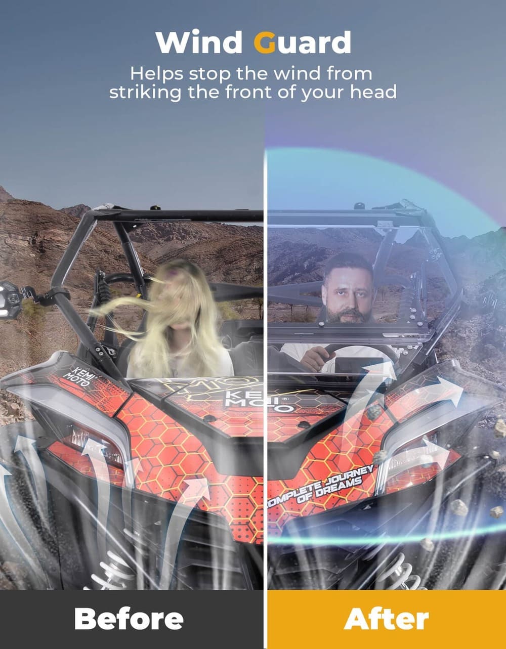 Kemimoto CF Moto ZForce 950 Folding 2-in-1 Flip Windshield