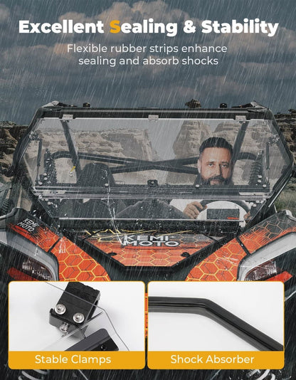 Kemimoto CF Moto ZForce 950 Folding 2-in-1 Flip Windshield